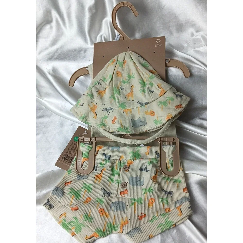 CHICK PEA 3 PIECE OUTFIT- LOVE MY DADDY-TANK, SHORTS, HAT SIZE 3-6 MONTHS